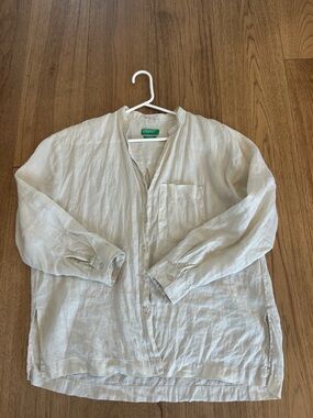 United Colors Of Benetton Light Cream Linen Shirt